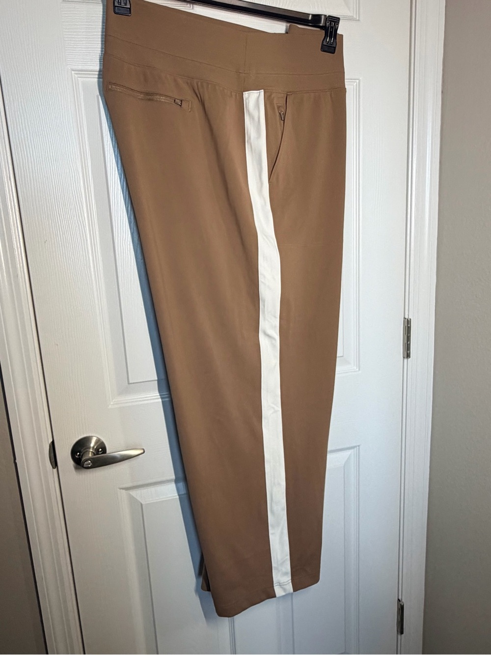 Athleta Brown Athletic Pants with White Side Stripe